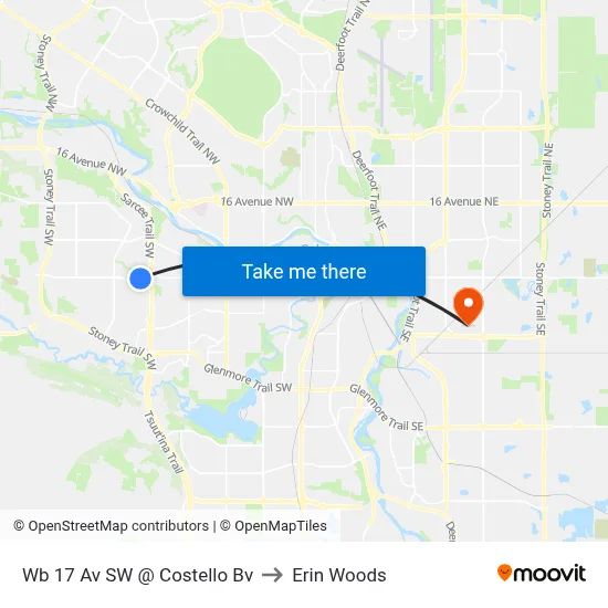 Wb 17 Av SW @ Costello Bv to Erin Woods map