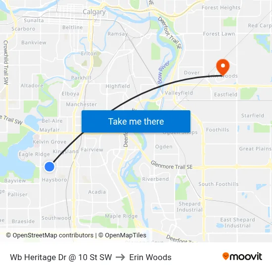 Wb Heritage Dr @ 10 St SW to Erin Woods map