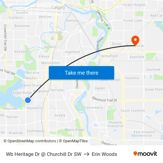 Wb Heritage Dr @ Churchill Dr SW to Erin Woods map