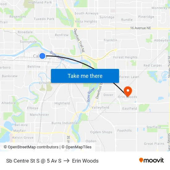 Sb Centre St S @ 5 Av S to Erin Woods map
