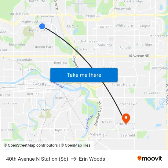 40th Avenue N Station (Sb) to Erin Woods map