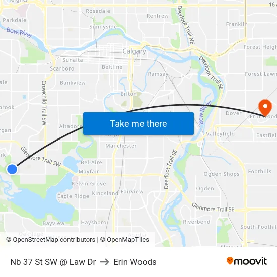 Nb 37 St SW @ Law Dr to Erin Woods map