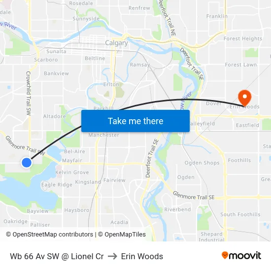 Wb 66 Av SW @ Lionel Cr to Erin Woods map