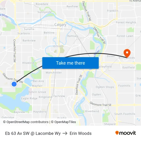 Eb 63 Av SW @ Lacombe Wy to Erin Woods map