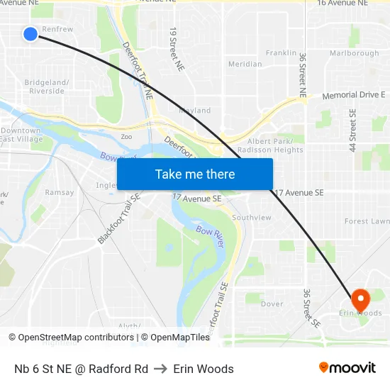 Nb 6 St NE @ Radford Rd to Erin Woods map