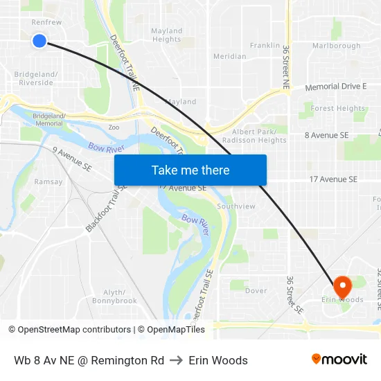 Wb 8 Av NE @ Remington Rd to Erin Woods map