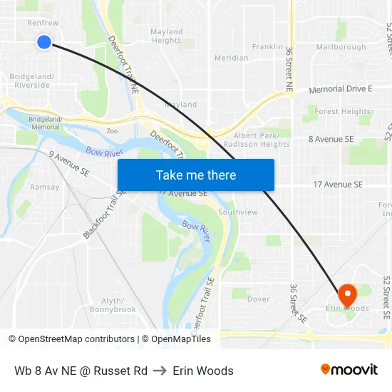Wb 8 Av NE @ Russet Rd to Erin Woods map