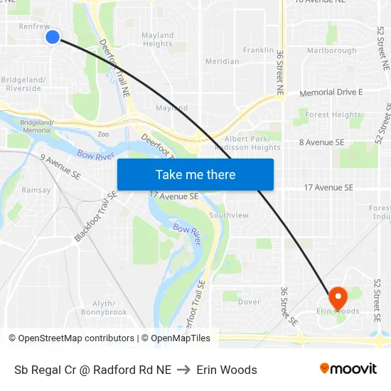 Sb Regal Cr @ Radford Rd NE to Erin Woods map