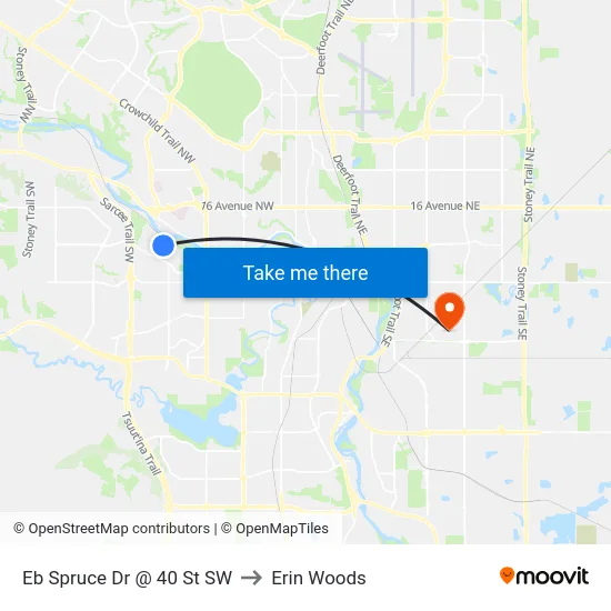 Eb Spruce Dr @ 40 St SW to Erin Woods map