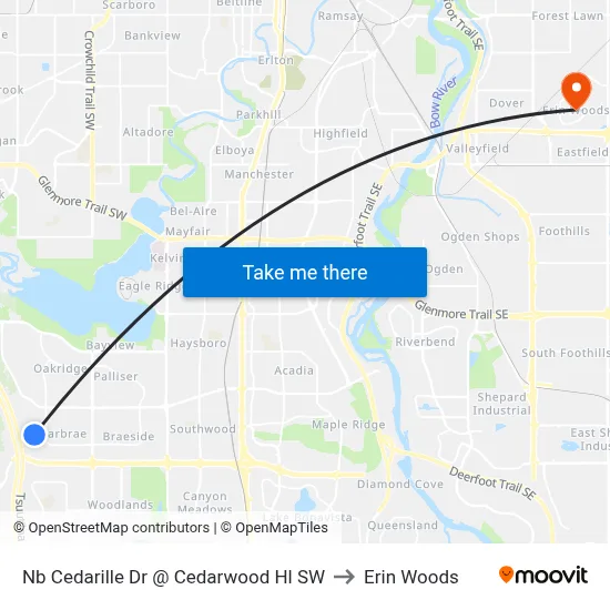 Nb Cedarille Dr @ Cedarwood Hl SW to Erin Woods map