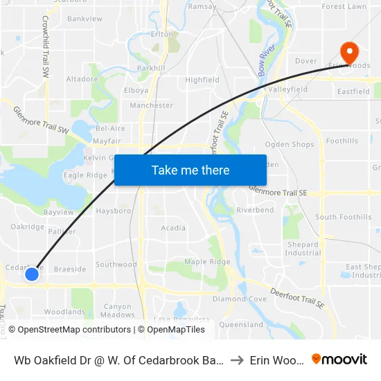 Wb Oakfield Dr @ W. Of Cedarbrook Ba SW to Erin Woods map