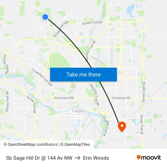 Sb Sage Hill Dr @ 144 Av NW to Erin Woods map