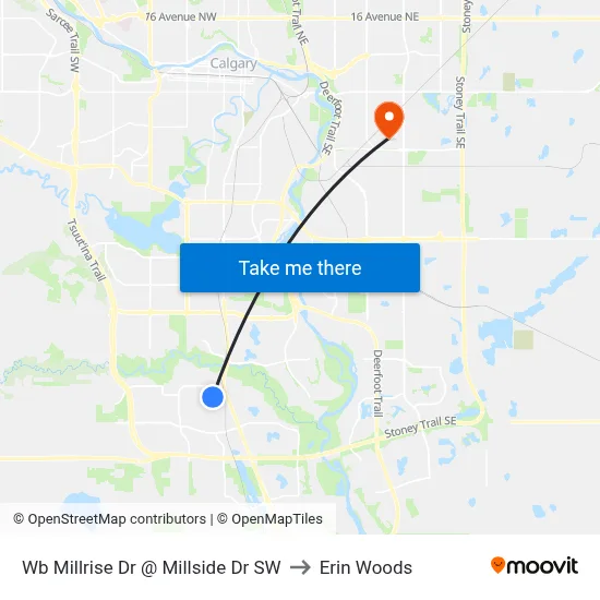 Wb Millrise Dr @ Millside Dr SW to Erin Woods map