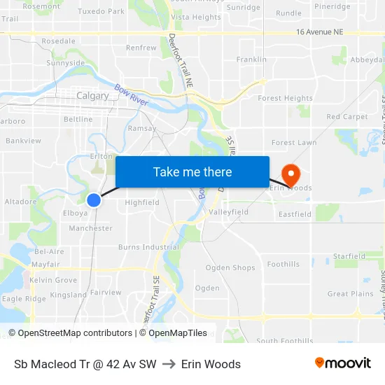 Sb Macleod Tr @ 42 Av SW to Erin Woods map