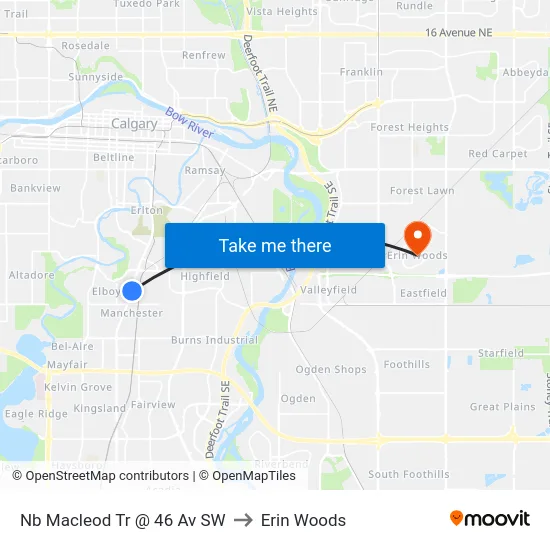Nb Macleod Tr @ 46 Av SW to Erin Woods map