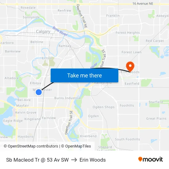 Sb Macleod Tr @  53 Av SW to Erin Woods map