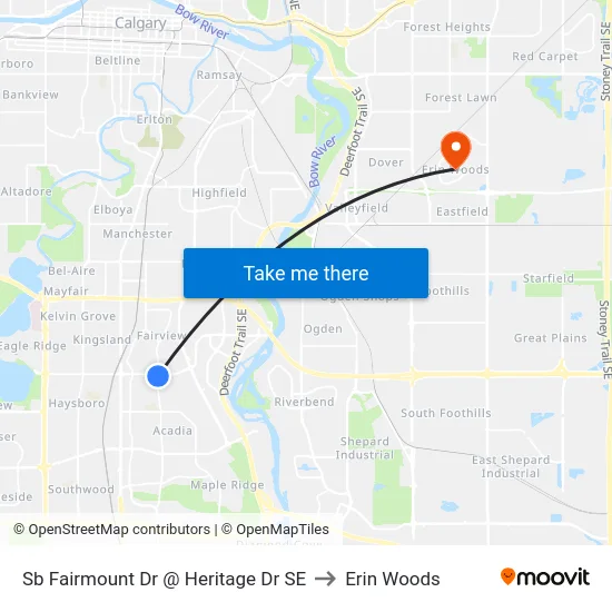 Sb Fairmount Dr @ Heritage Dr SE to Erin Woods map