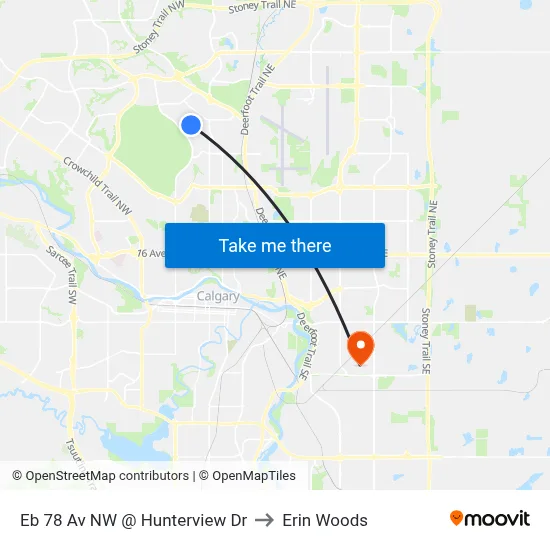 Eb 78 Av NW @ Hunterview Dr to Erin Woods map