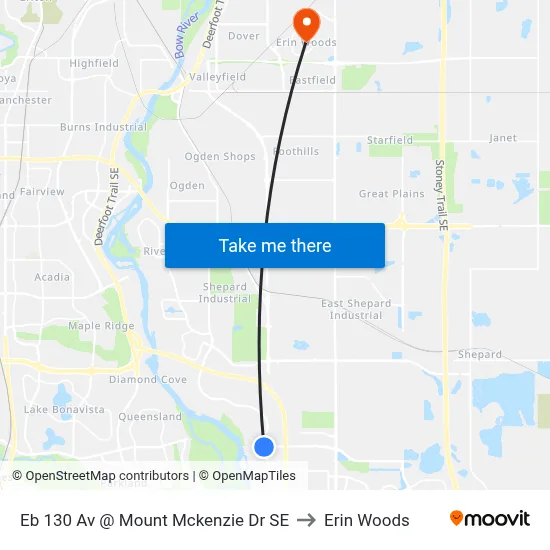 Eb 130 Av @ Mount Mckenzie Dr SE to Erin Woods map