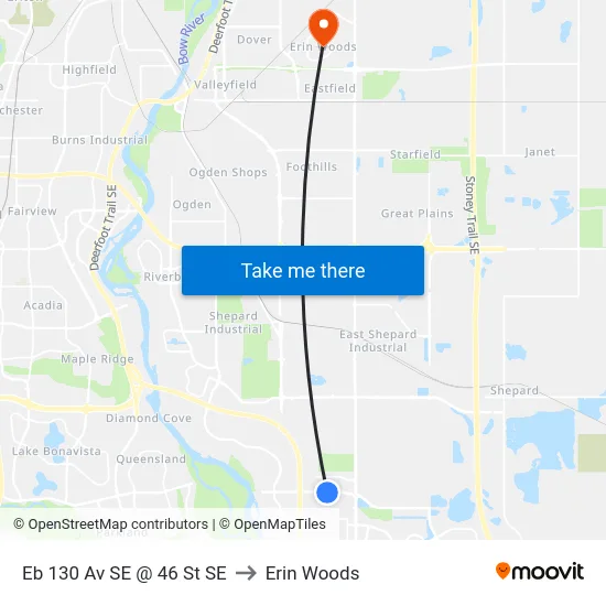 Eb 130 Av SE @ 46 St SE to Erin Woods map
