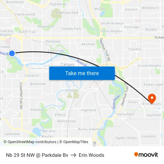 Nb 29 St NW @ Parkdale Bv to Erin Woods map