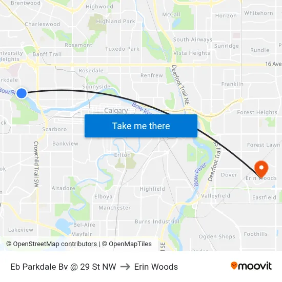 Eb Parkdale Bv @ 29 St NW to Erin Woods map