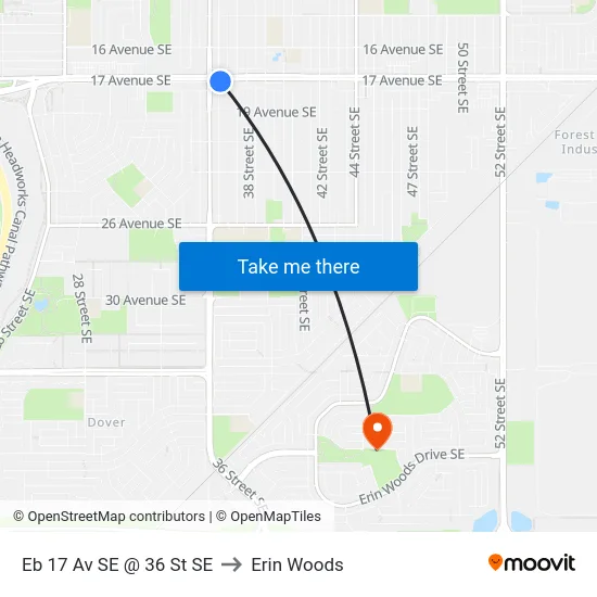 Eb 17 Av SE @ 36 St SE to Erin Woods map