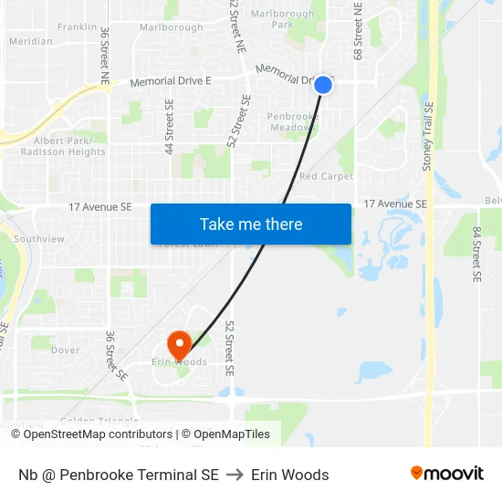Nb @ Penbrooke Terminal SE to Erin Woods map