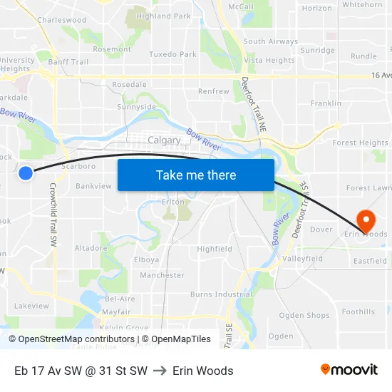 Eb 17 Av SW @ 31 St SW to Erin Woods map
