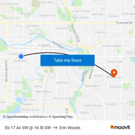 Eb 17 Av SW @ 16 St SW to Erin Woods map
