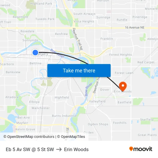 Eb 5 Av SW @ 5 St SW to Erin Woods map