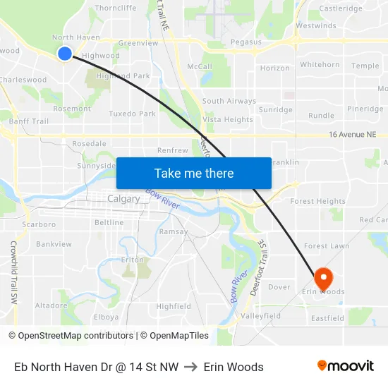 Eb North Haven Dr @ 14 St NW to Erin Woods map