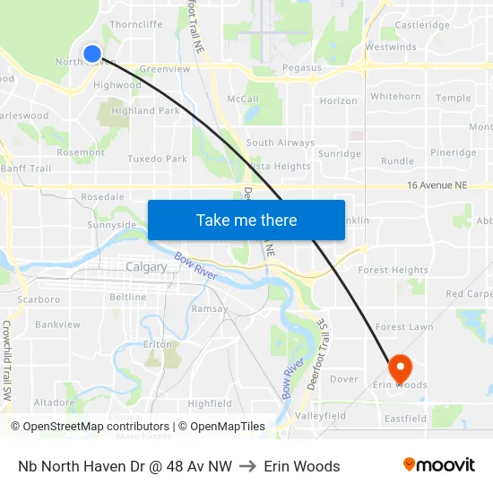 Nb North Haven Dr @ 48 Av NW to Erin Woods map