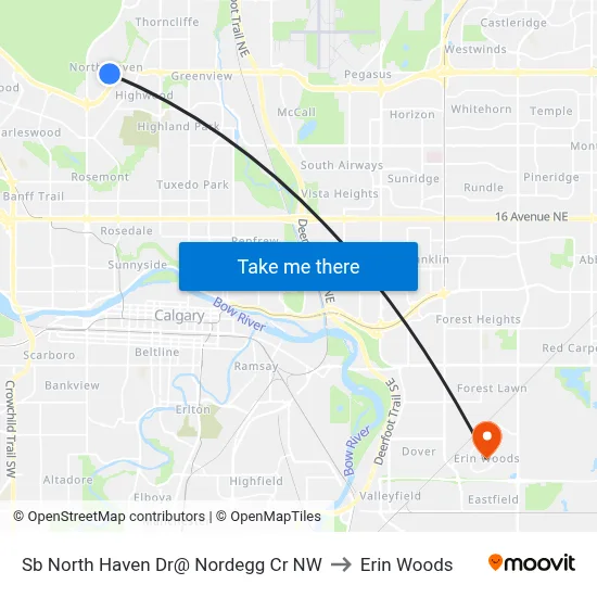 Sb North Haven Dr@ Nordegg Cr NW to Erin Woods map