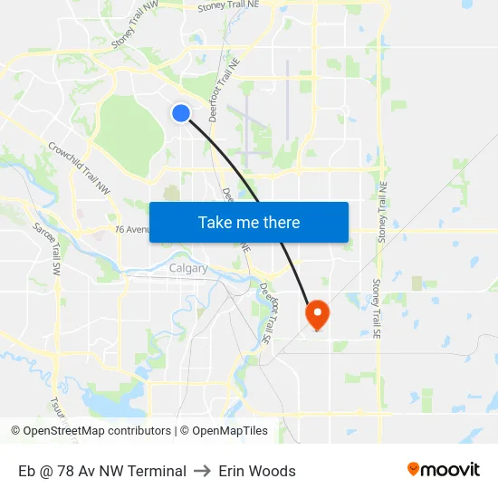 Eb @ 78 Av NW Terminal to Erin Woods map