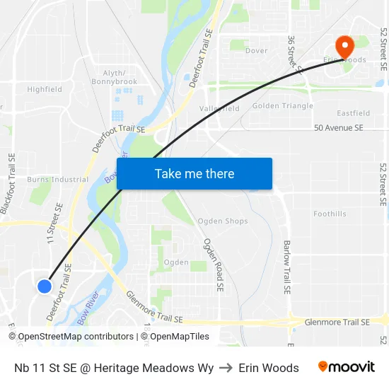 Nb 11 St SE @ Heritage Meadows Wy to Erin Woods map