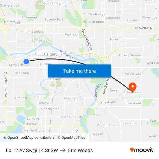 Eb 12 Av Sw@ 14 St SW to Erin Woods map