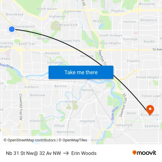 Nb 31 St Nw@ 32 Av NW to Erin Woods map