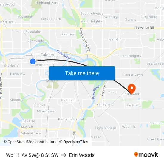 Wb 11 Av Sw@ 8 St SW to Erin Woods map