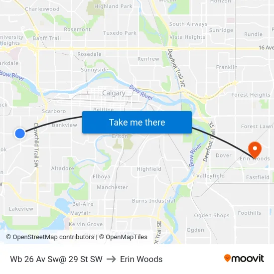 Wb 26 Av Sw@ 29 St SW to Erin Woods map