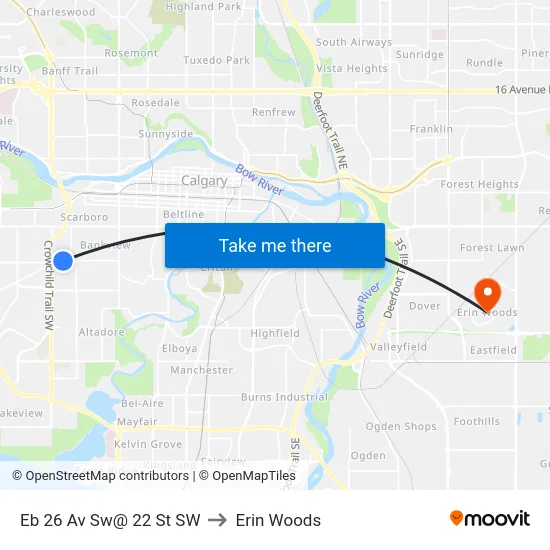 Eb 26 Av Sw@ 22 St SW to Erin Woods map
