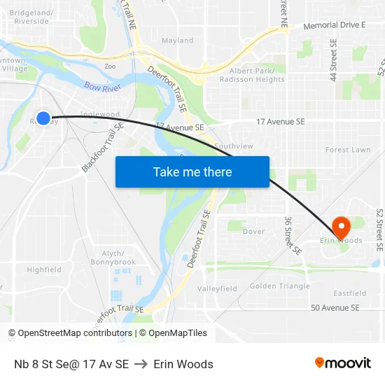 Nb 8 St Se@ 17 Av SE to Erin Woods map