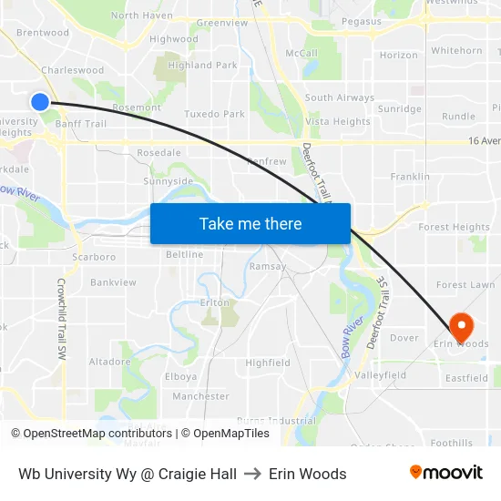 Wb University Wy @ Craigie Hall to Erin Woods map