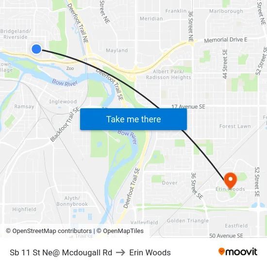 Sb 11 St Ne@ Mcdougall Rd to Erin Woods map