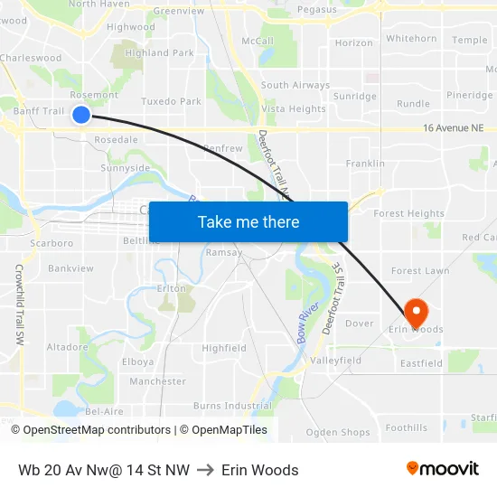 Wb 20 Av Nw@ 14 St NW to Erin Woods map