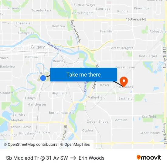 Sb Macleod Tr @ 31 Av SW to Erin Woods map