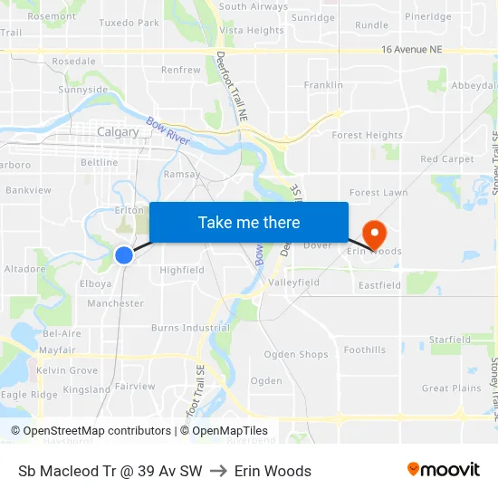 Sb Macleod Tr @ 39 Av SW to Erin Woods map