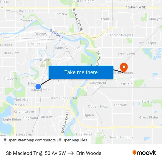 Sb Macleod Tr @ 50 Av SW to Erin Woods map