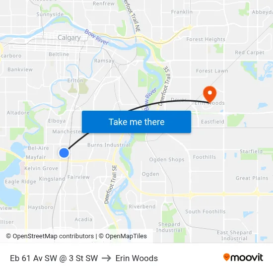 Eb 61 Av SW @ 3 St SW to Erin Woods map