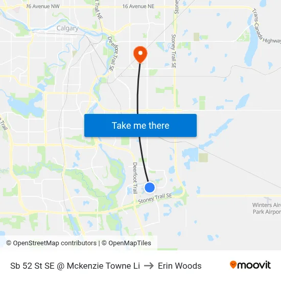 Sb 52 St SE @ Mckenzie Towne Li to Erin Woods map